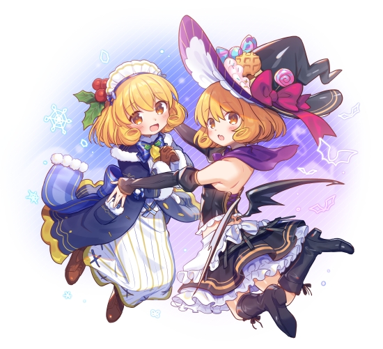 クリスマスモチーフなこんばんワッフルズちゃんとハロウィンモチーフなこんばんワッフルズちゃん